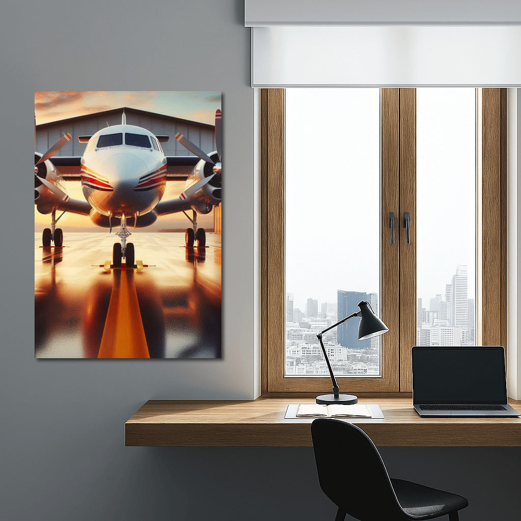 Twin Engine Airplane on the Runway: The Power and Grace of Aviation