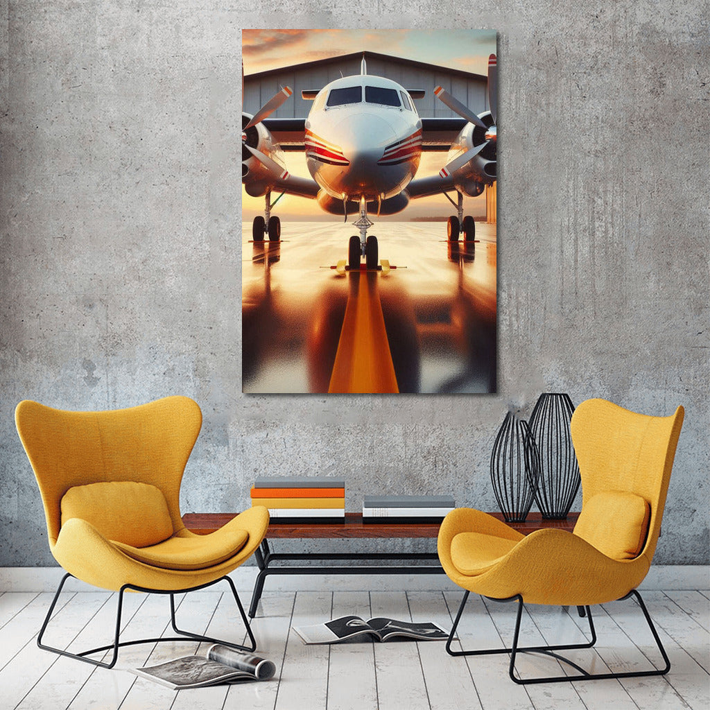 Twin Engine Airplane on the Runway: The Power and Grace of Aviation