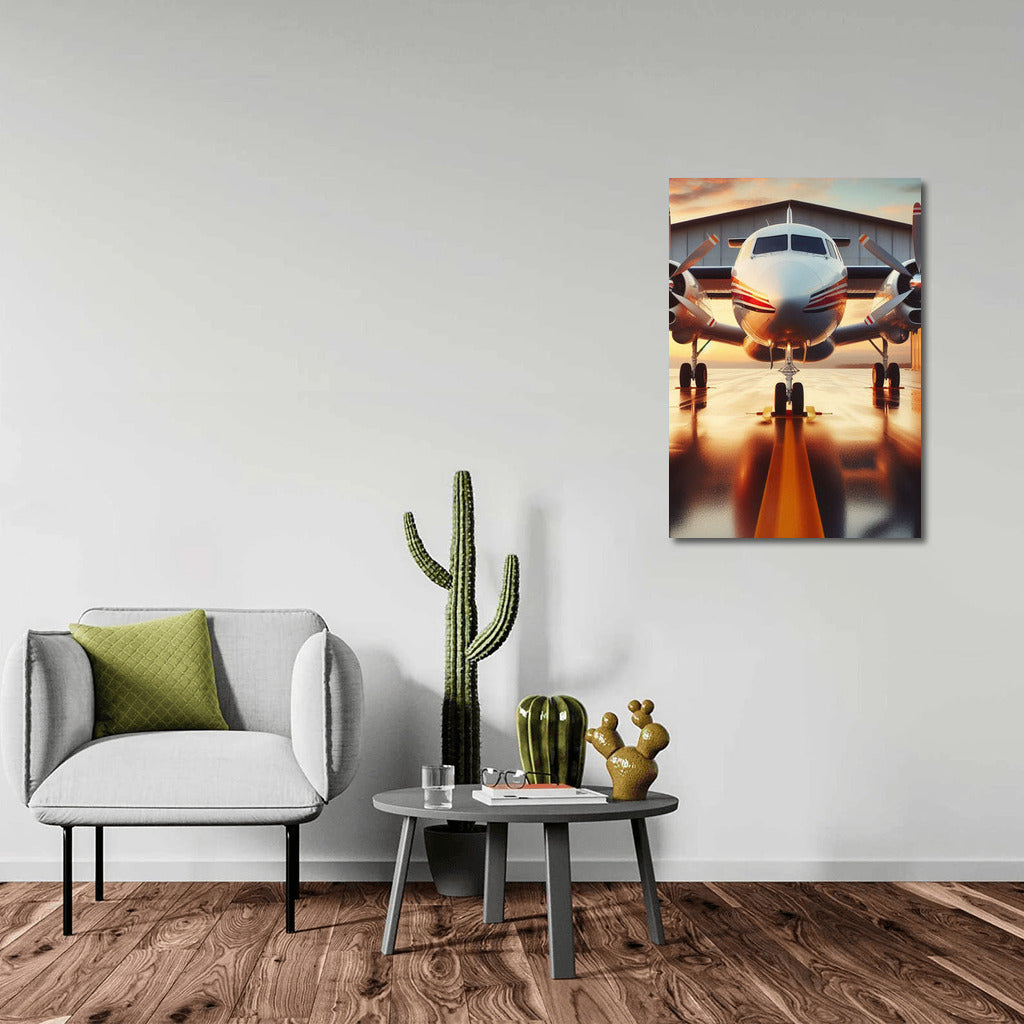 Twin Engine Airplane on the Runway: The Power and Grace of Aviation