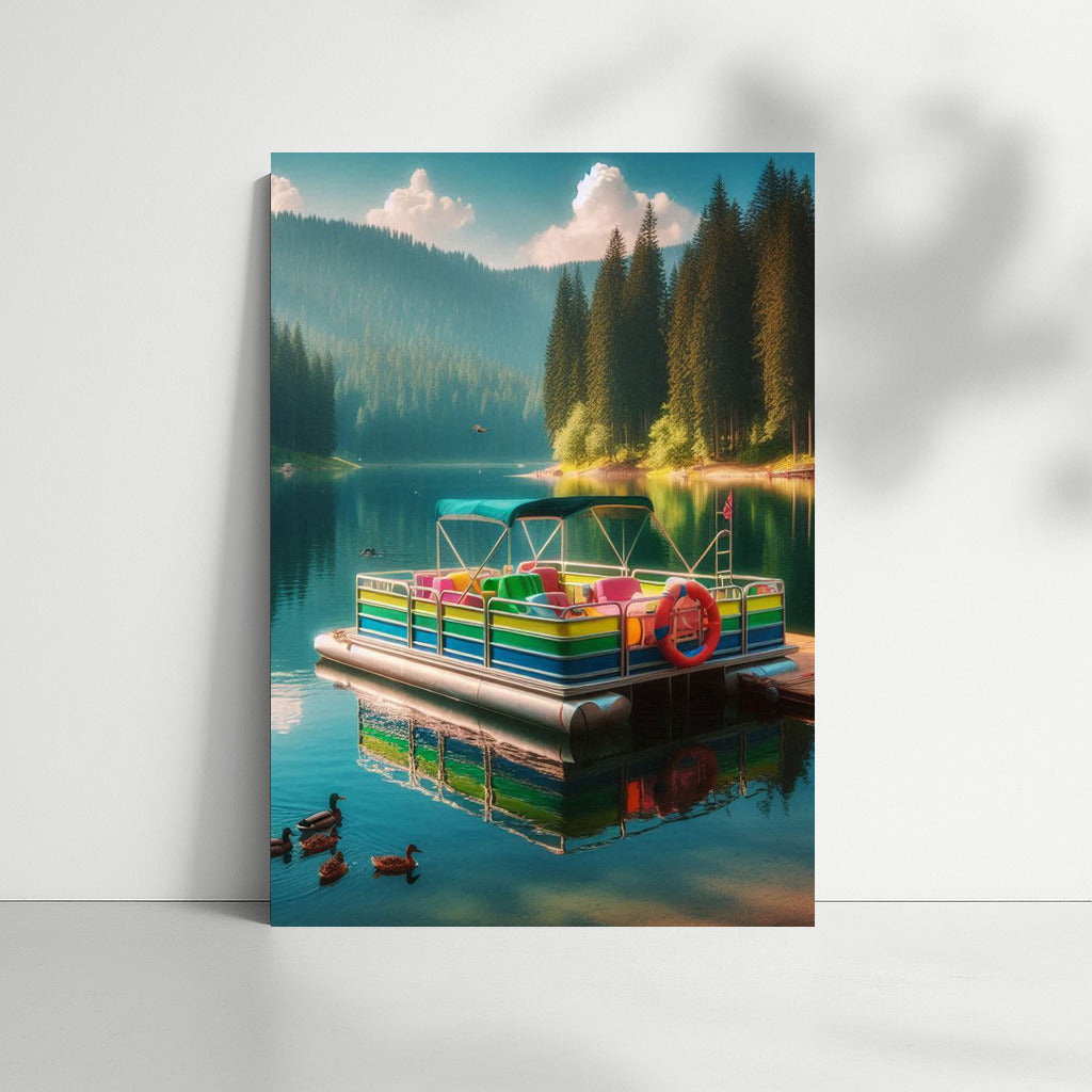 Vibrant Pontoon Boat on the Lake: Journey to Tranquility