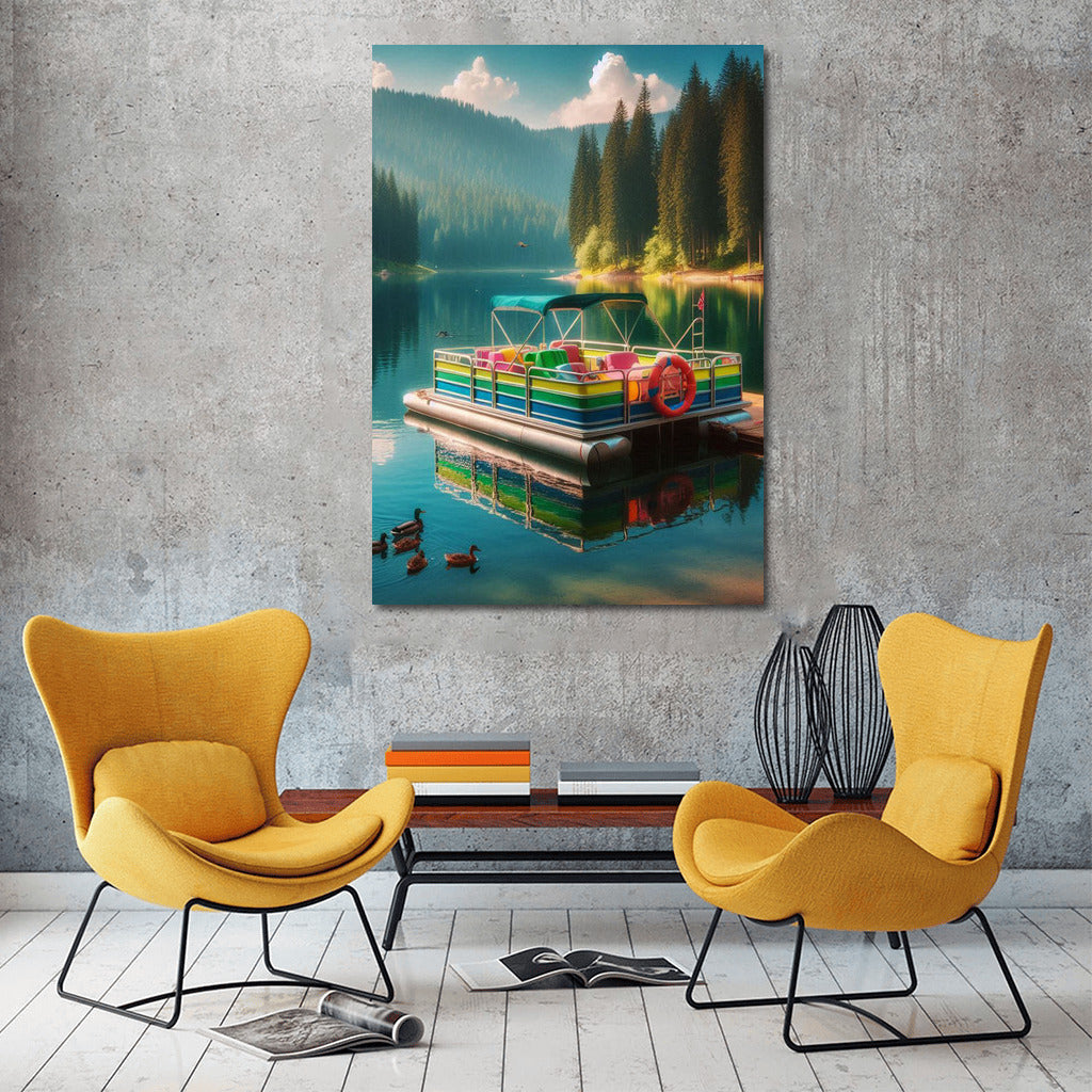 Vibrant Pontoon Boat on the Lake: Journey to Tranquility