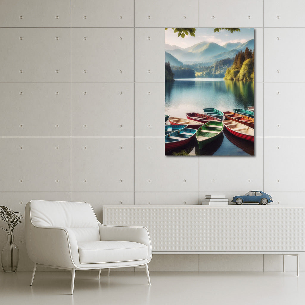 Quiet Harbor: Boats on the Lake Among the Mountains