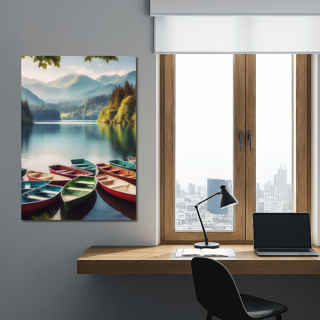 Quiet Harbor: Boats on the Lake Among the Mountains