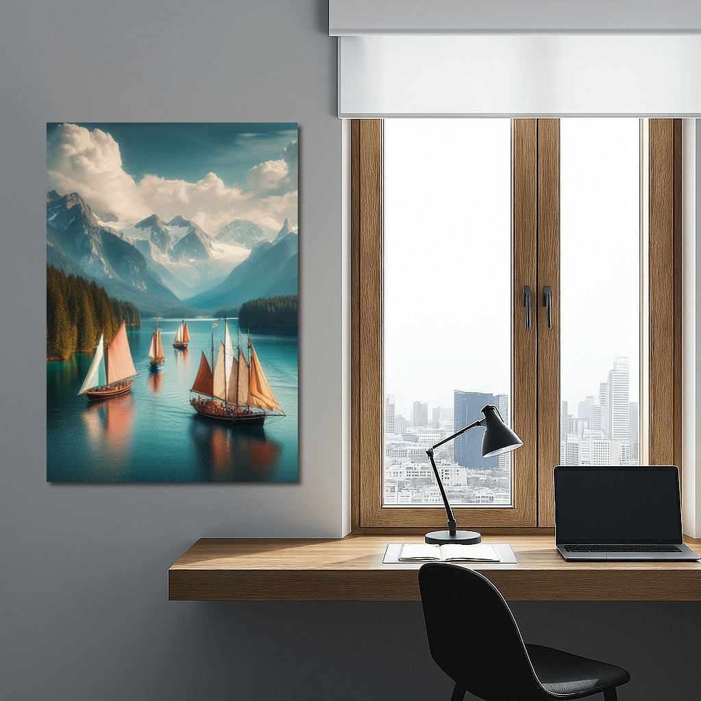 The Grandeur of Schooners on a Mountain Landscape: Tranquility and Beauty