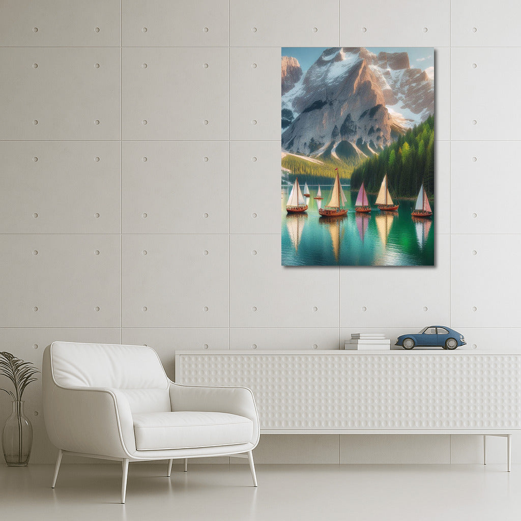 The Majesty of Mountains and Sails: Schooners Mountain Landscape 3