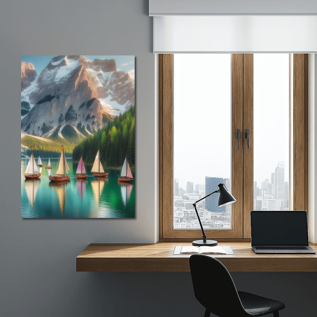 The Majesty of Mountains and Sails: Schooners Mountain Landscape 3