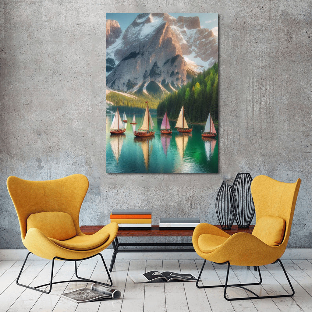 The Majesty of Mountains and Sails: Schooners Mountain Landscape 3