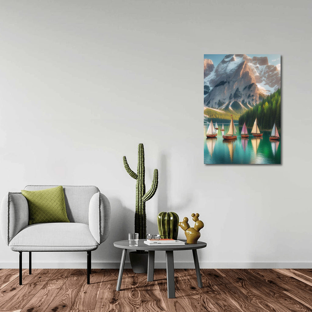 The Majesty of Mountains and Sails: Schooners Mountain Landscape 3