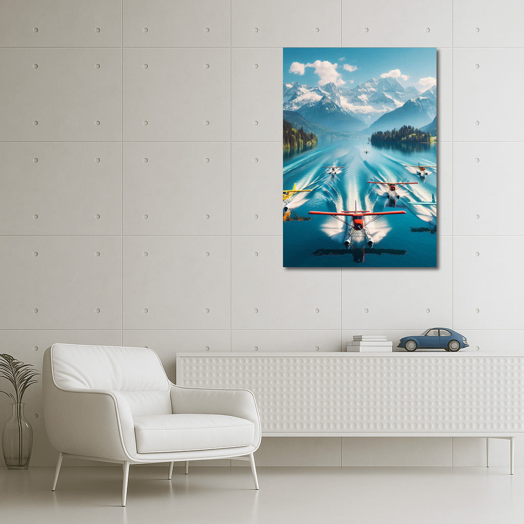 Seaplanes over Mirror Lake: The Majesty of the Mountain Landscape