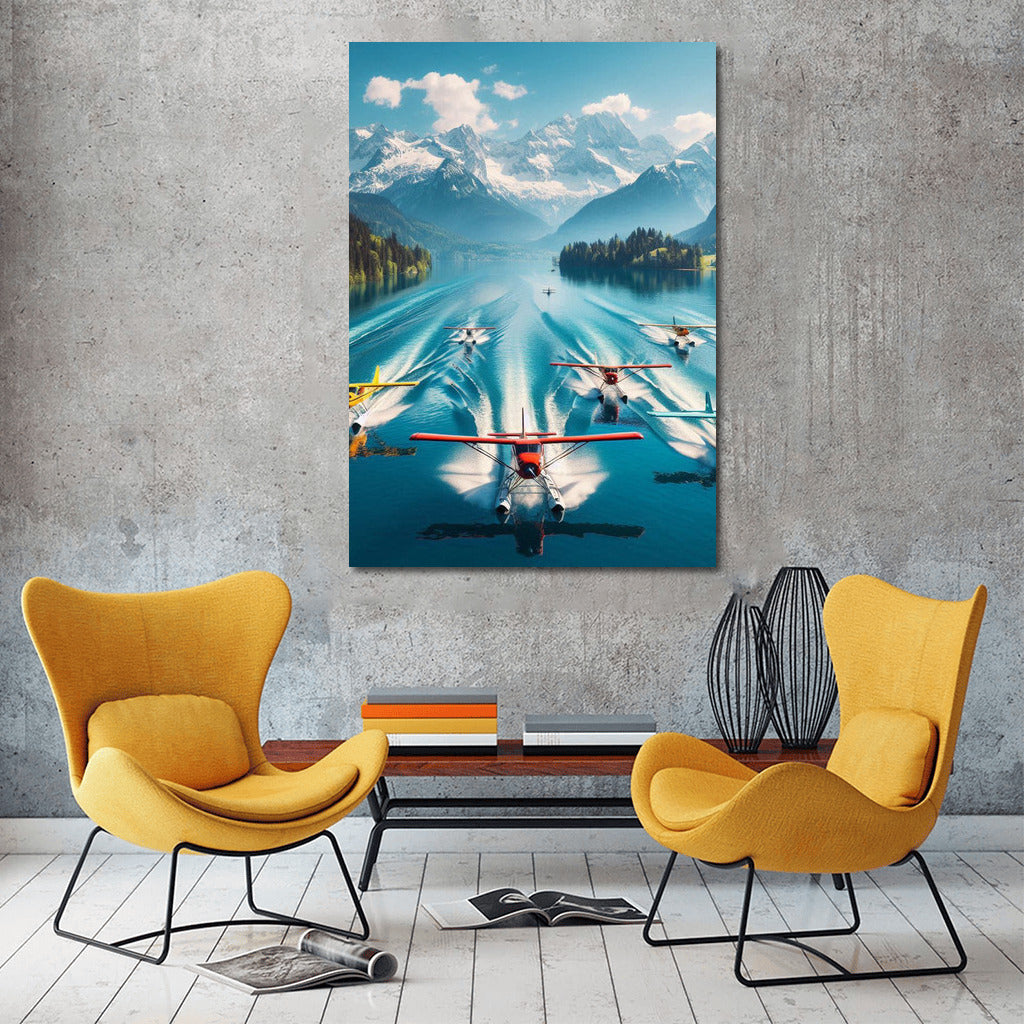 Seaplanes over Mirror Lake: The Majesty of the Mountain Landscape