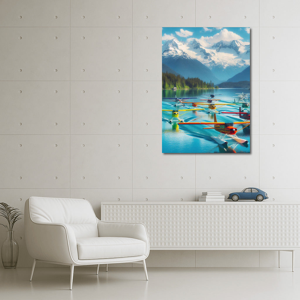 Seaplanes over Mountain Lake: Flight to the Summits