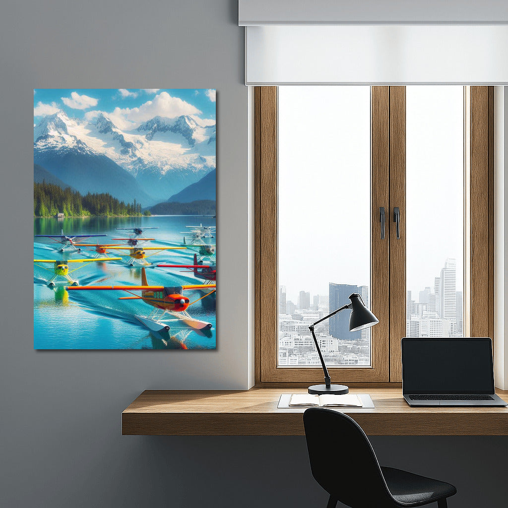 Seaplanes over Mountain Lake: Flight to the Summits