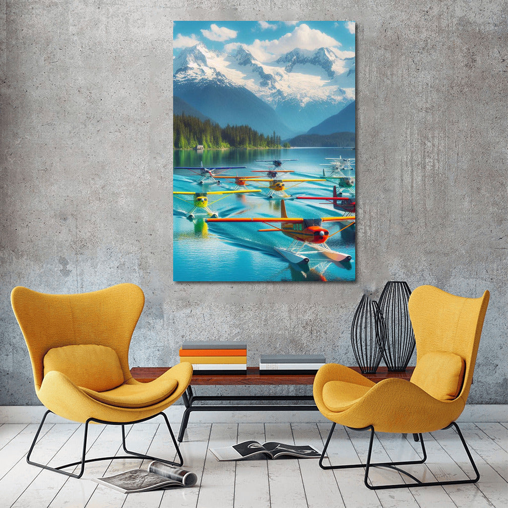 Seaplanes over Mountain Lake: Flight to the Summits