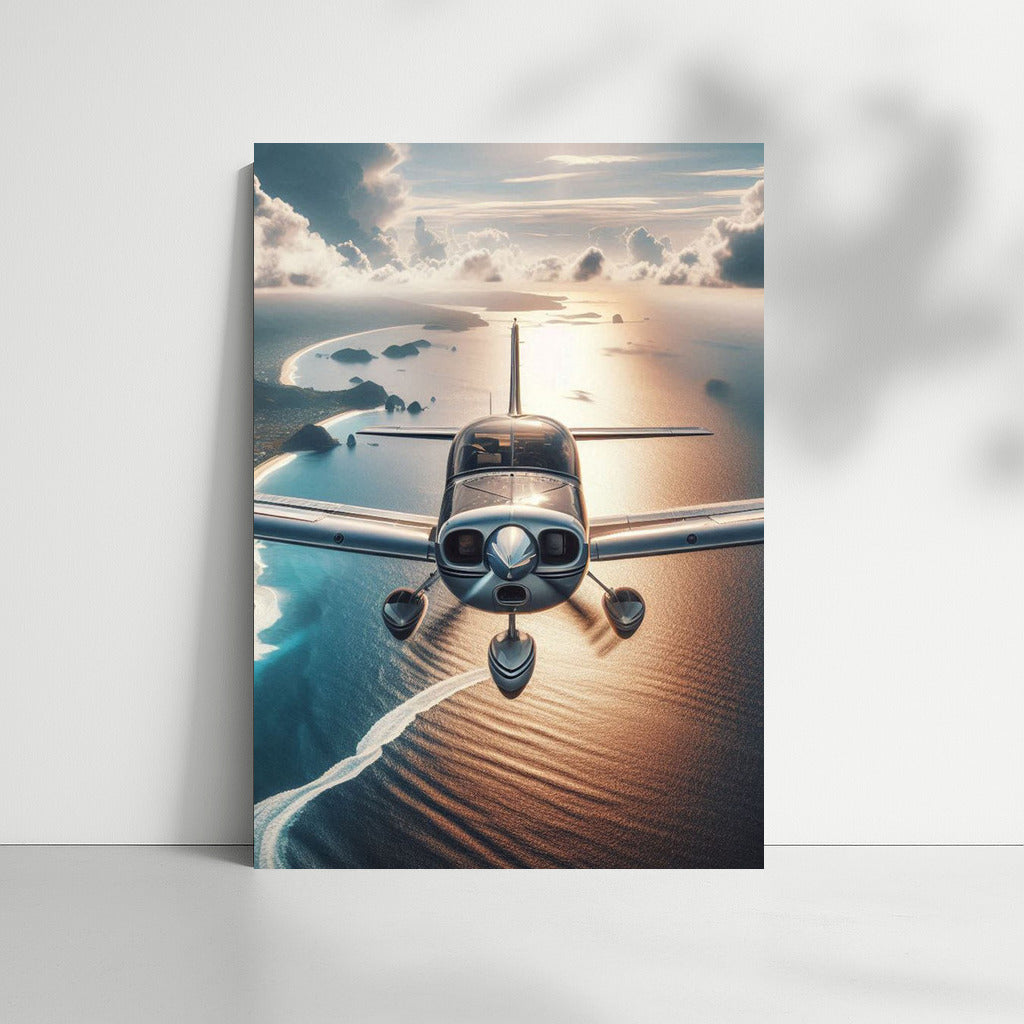 Lonely Flight: Airplane Over the Ocean