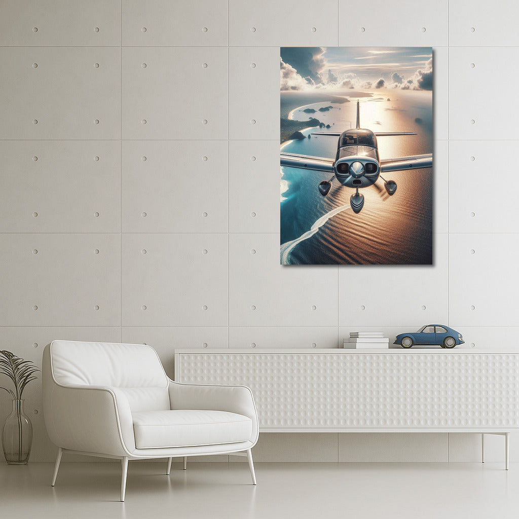 Lonely Flight: Airplane Over the Ocean