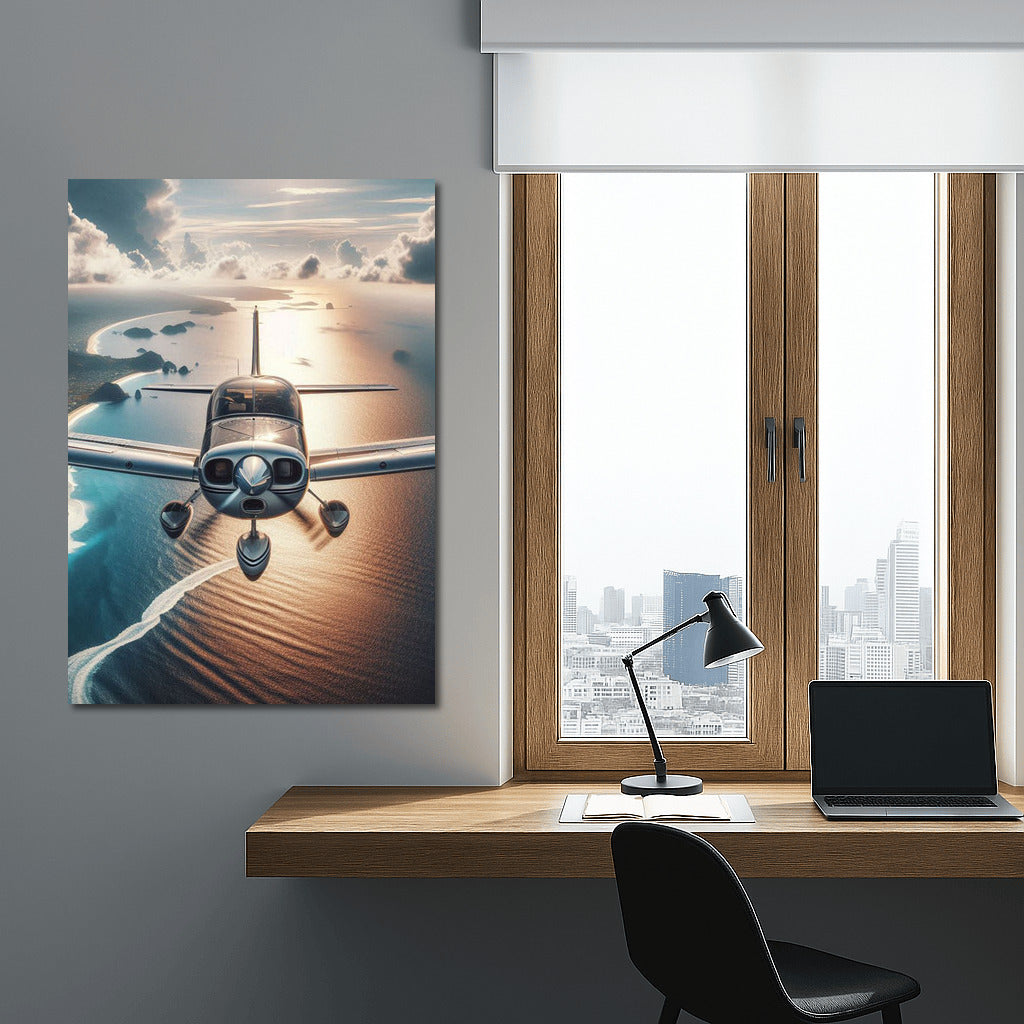 Lonely Flight: Airplane Over the Ocean