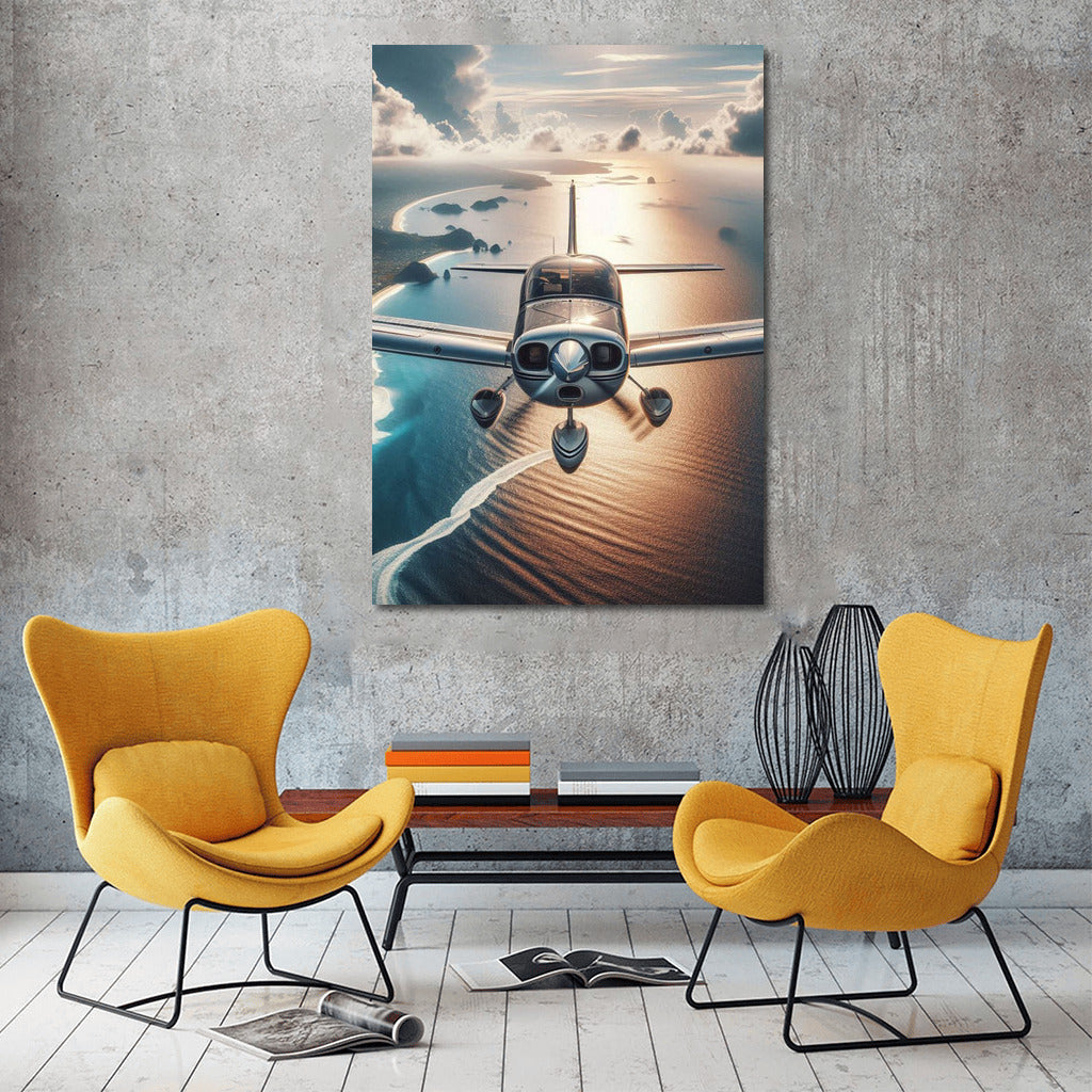 Lonely Flight: Airplane Over the Ocean