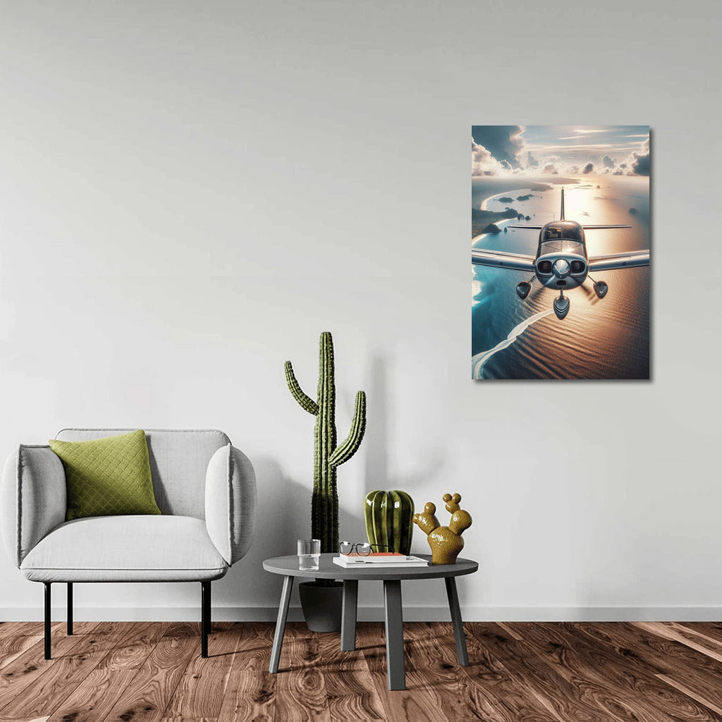 Lonely Flight: Airplane Over the Ocean