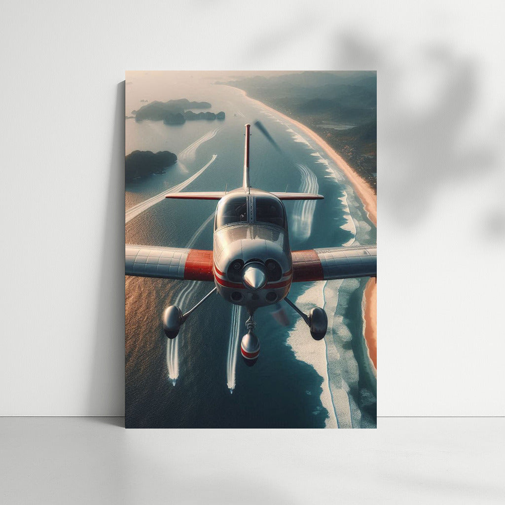 Ocean Flight: Single Engine Plane Over the Waves