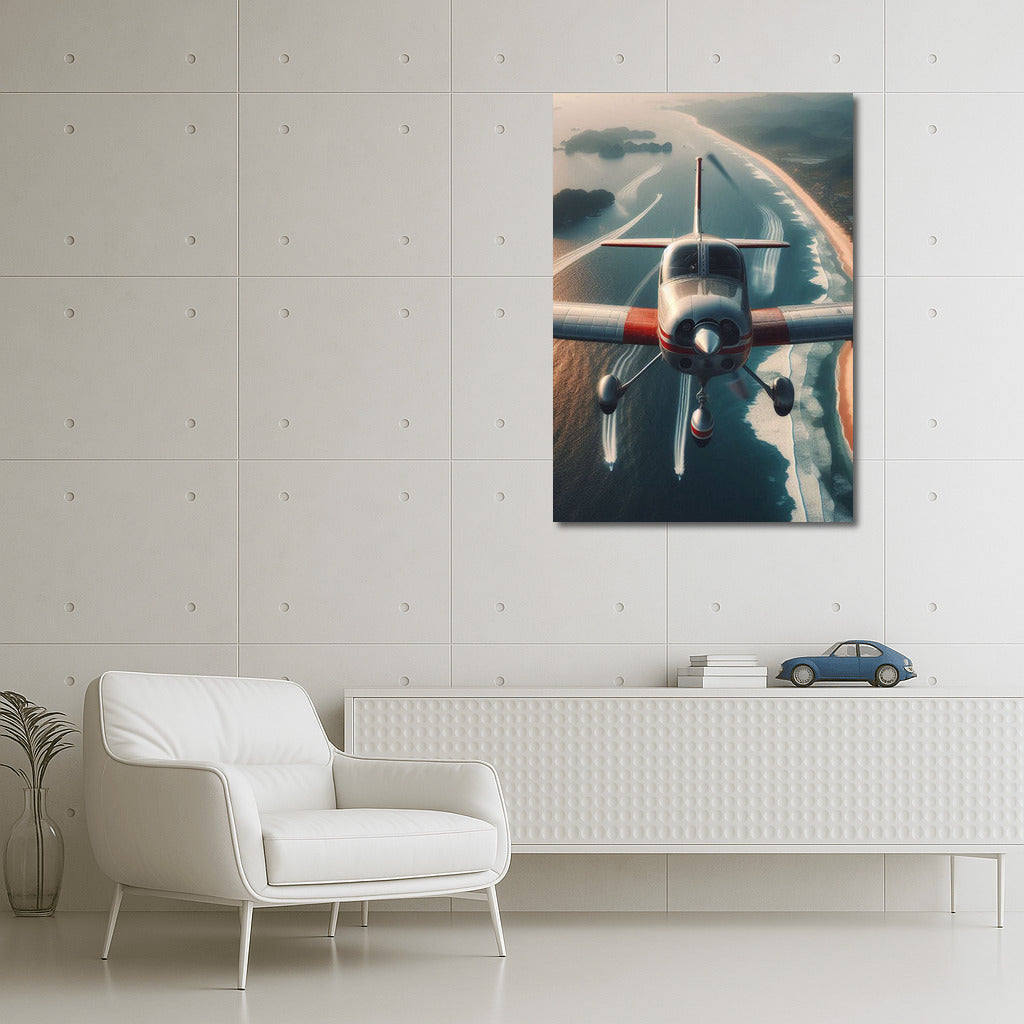 Ocean Flight: Single Engine Plane Over the Waves