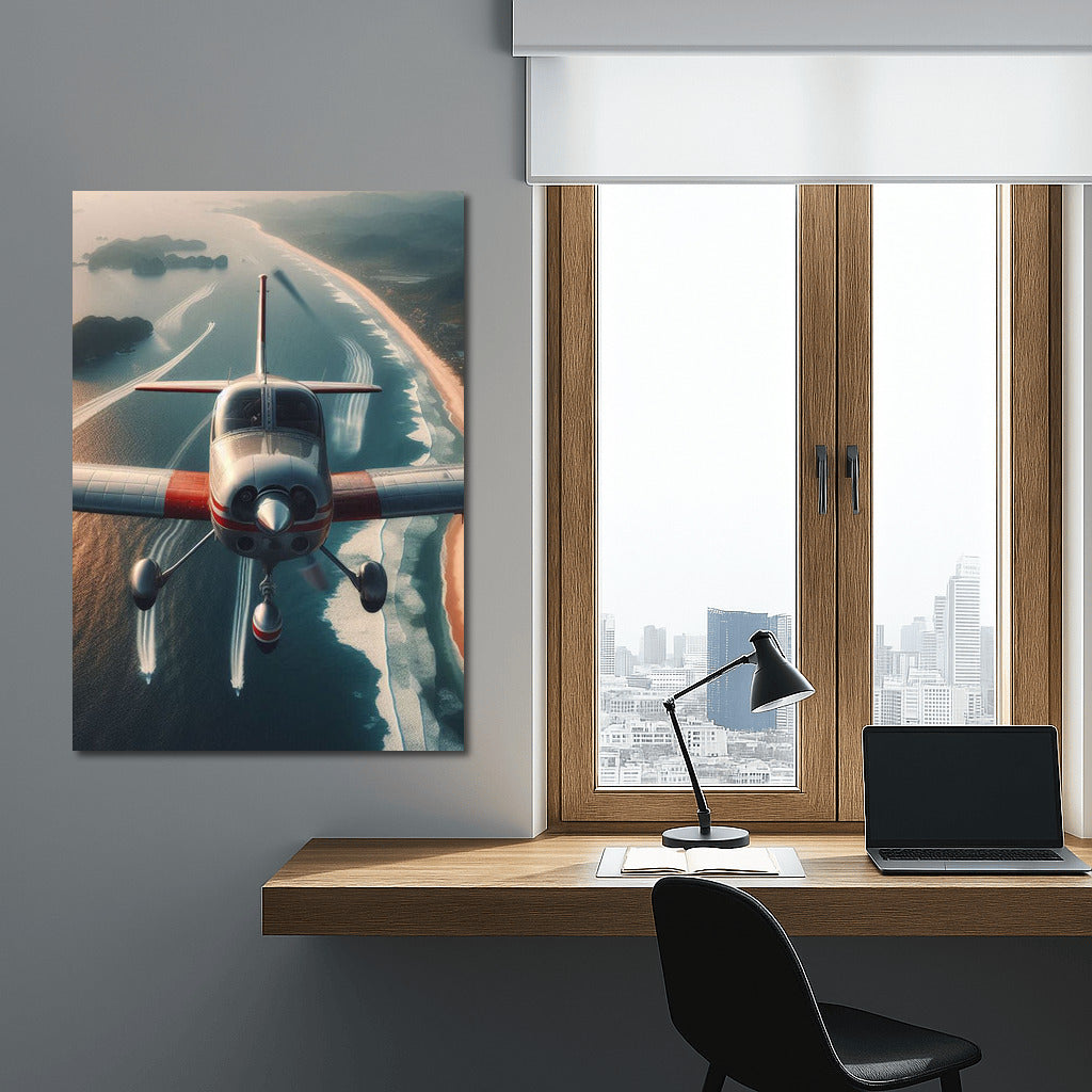 Ocean Flight: Single Engine Plane Over the Waves