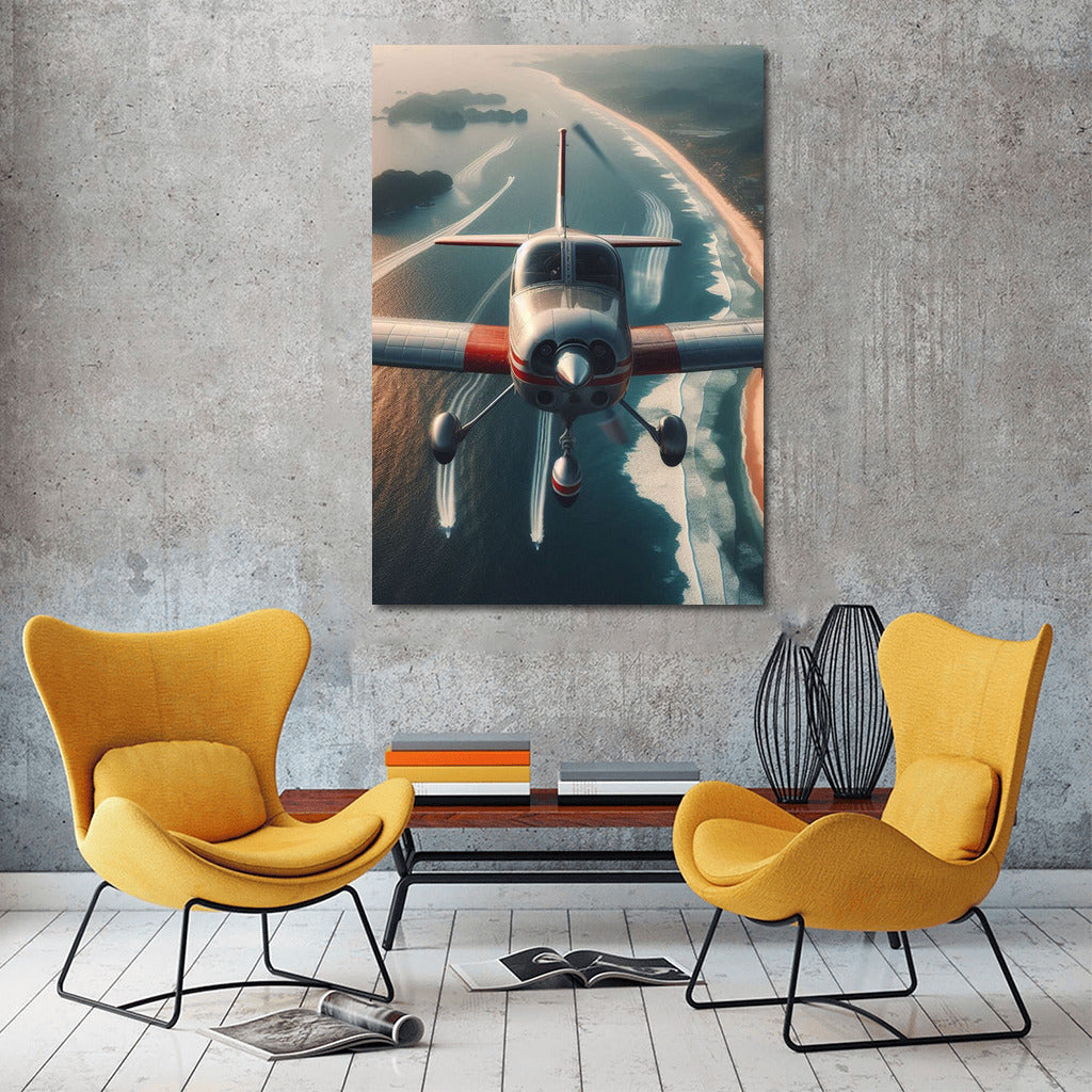 Ocean Flight: Single Engine Plane Over the Waves