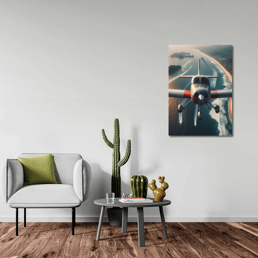 Ocean Flight: Single Engine Plane Over the Waves