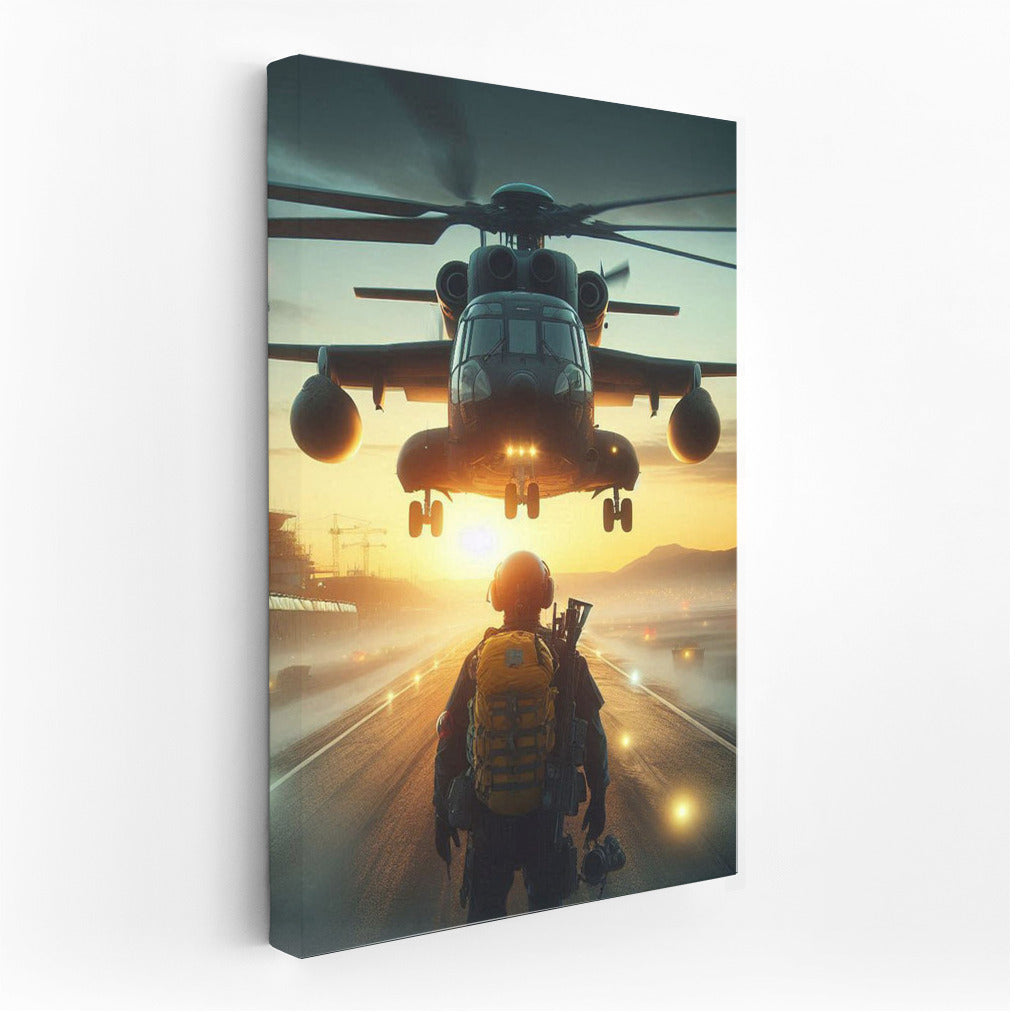 Sunset Flight: Search and Rescue Helicopter in Dynamics