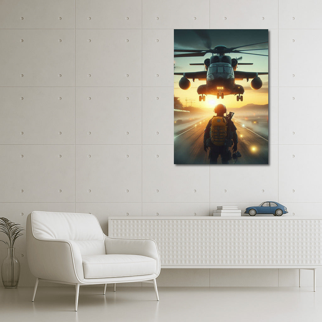 Sunset Flight: Search and Rescue Helicopter in Dynamics