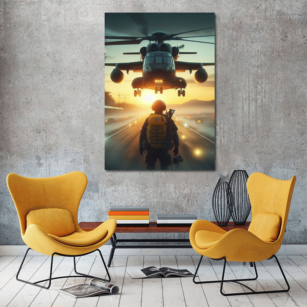 Sunset Flight: Search and Rescue Helicopter in Dynamics