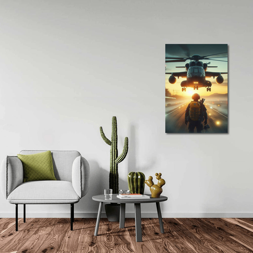 Sunset Flight: Search and Rescue Helicopter in Dynamics