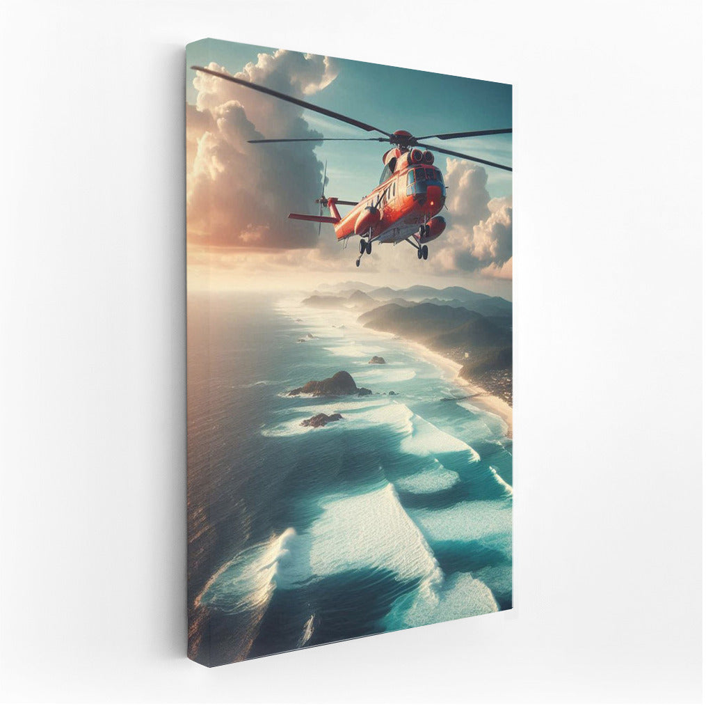 Helicopter Rescue Over Stormy Ocean: Inspiration and Adventure