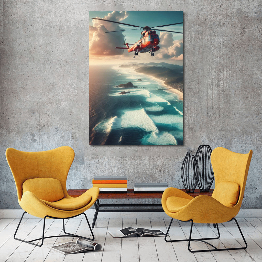 Helicopter Rescue Over Stormy Ocean: Inspiration and Adventure