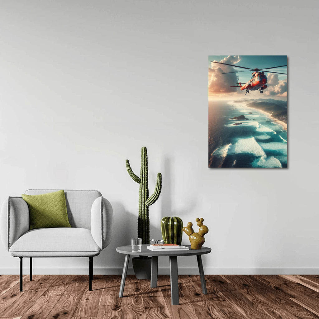 Helicopter Rescue Over Stormy Ocean: Inspiration and Adventure