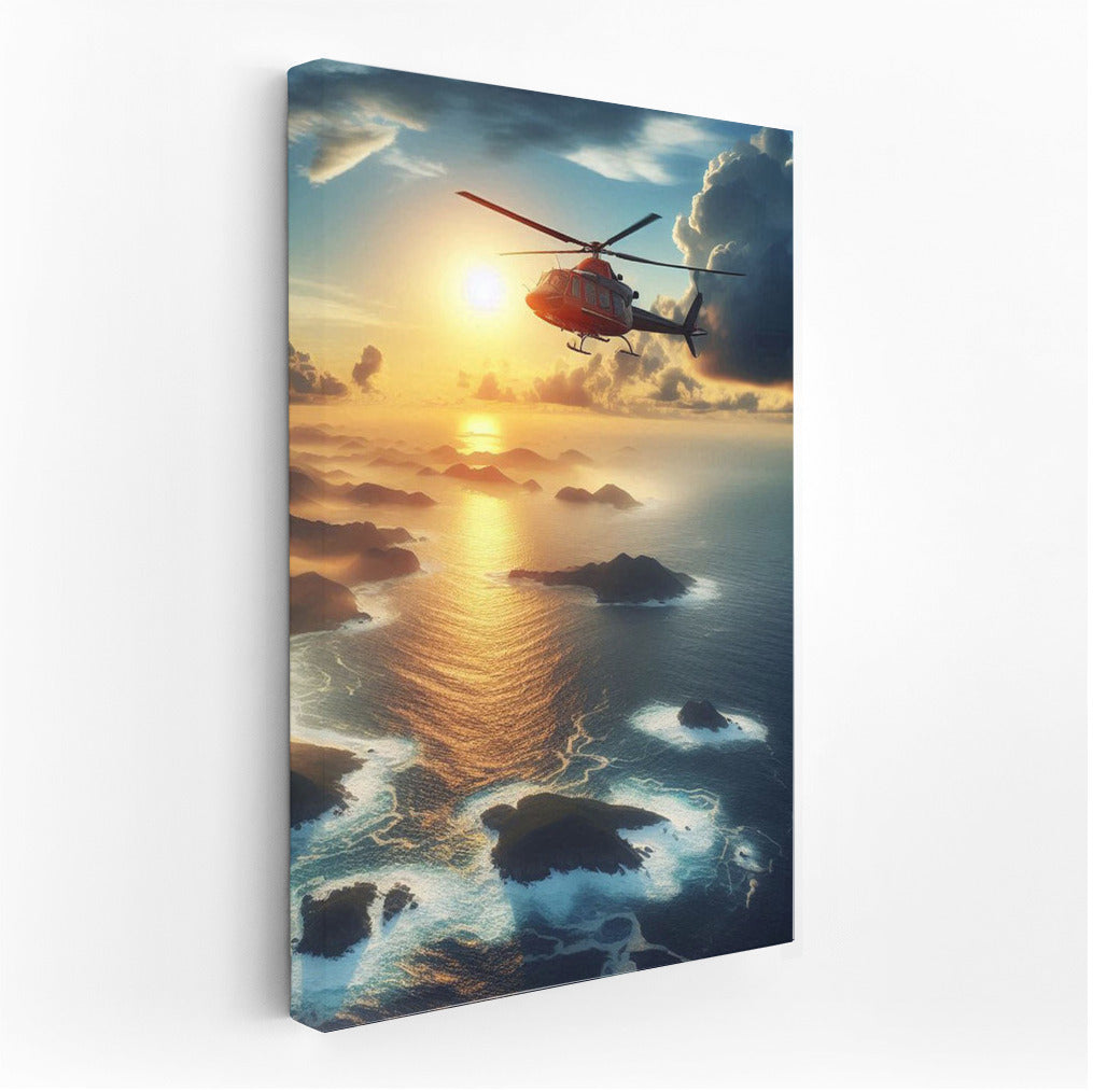Freedom in Flight: Helicopter Over the Ocean