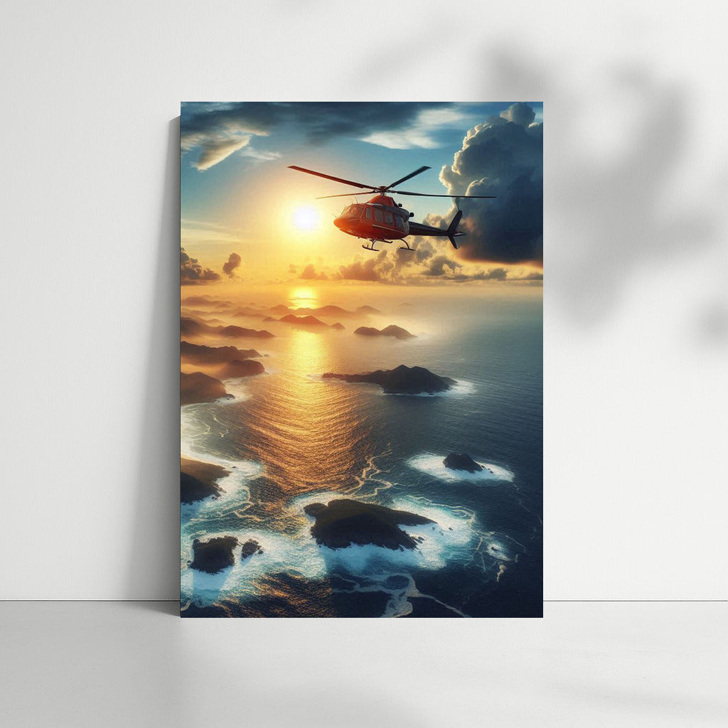 Freedom in Flight: Helicopter Over the Ocean