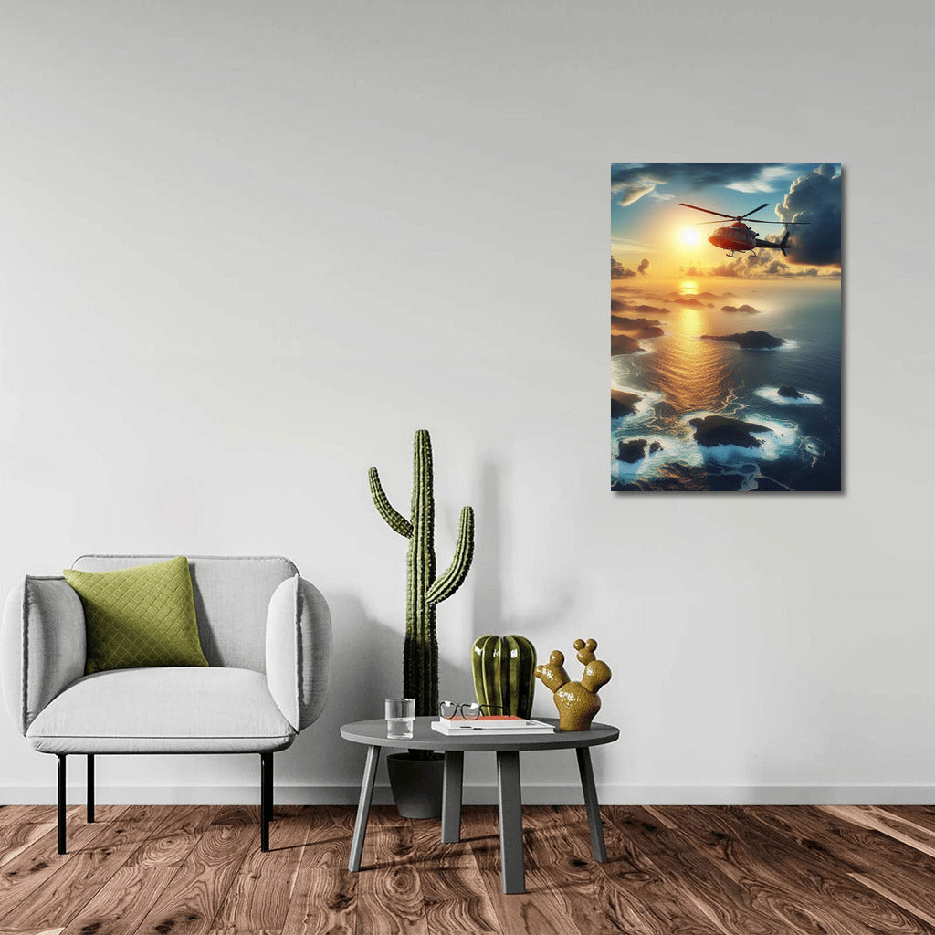 Freedom in Flight: Helicopter Over the Ocean