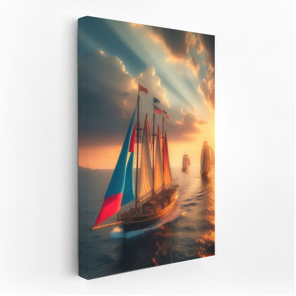 Sunset Schooners: Sails and Horizon