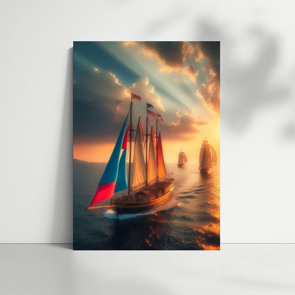 Sunset Schooners: Sails and Horizon