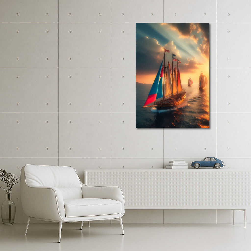 Sunset Schooners: Sails and Horizon