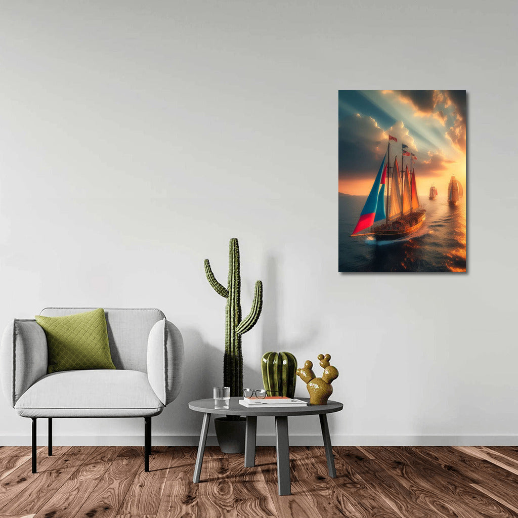 Sunset Schooners: Sails and Horizon