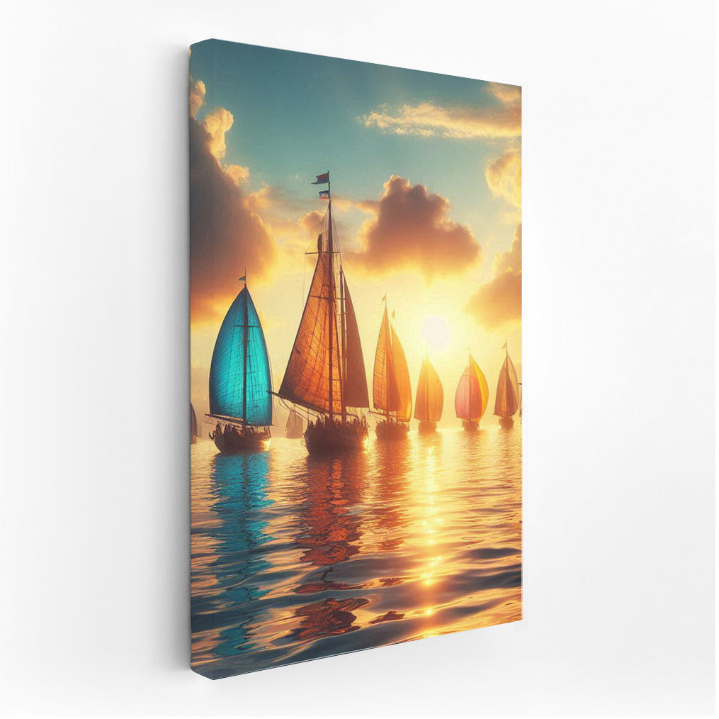 Sunset Sailboats: Harmony of Light and Shadow