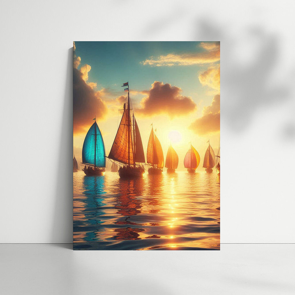 Sunset Sailboats: Harmony of Light and Shadow