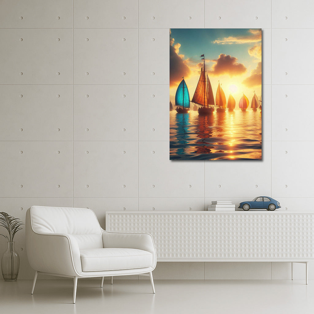 Sunset Sailboats: Harmony of Light and Shadow