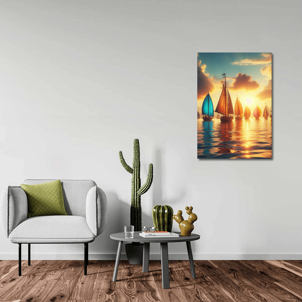 Sunset Sailboats: Harmony of Light and Shadow