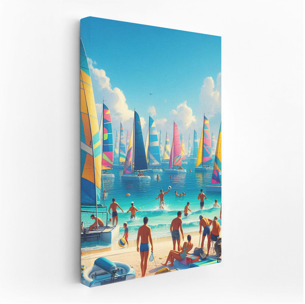 Bright Sports Boats on the Summer Beach: Sea Breeze in Your Home