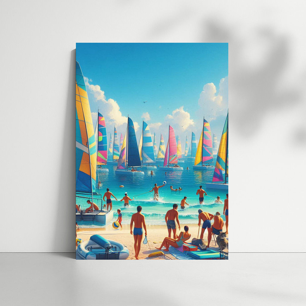 Bright Sports Boats on the Summer Beach: Sea Breeze in Your Home