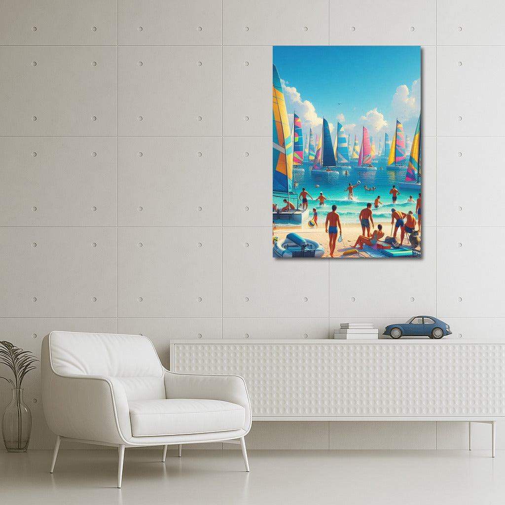 Bright Sports Boats on the Summer Beach: Sea Breeze in Your Home