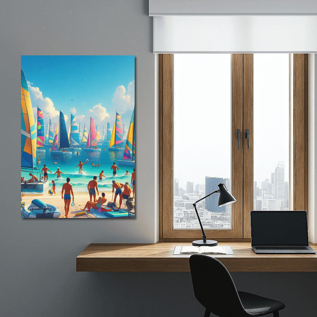 Bright Sports Boats on the Summer Beach: Sea Breeze in Your Home