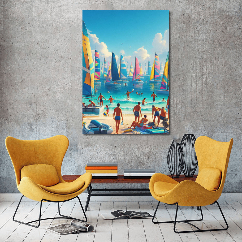 Bright Sports Boats on the Summer Beach: Sea Breeze in Your Home